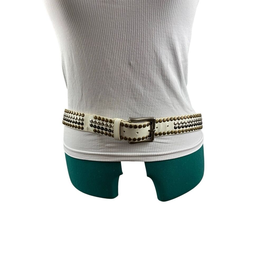 Xhileration cream studded leather belt- size XL